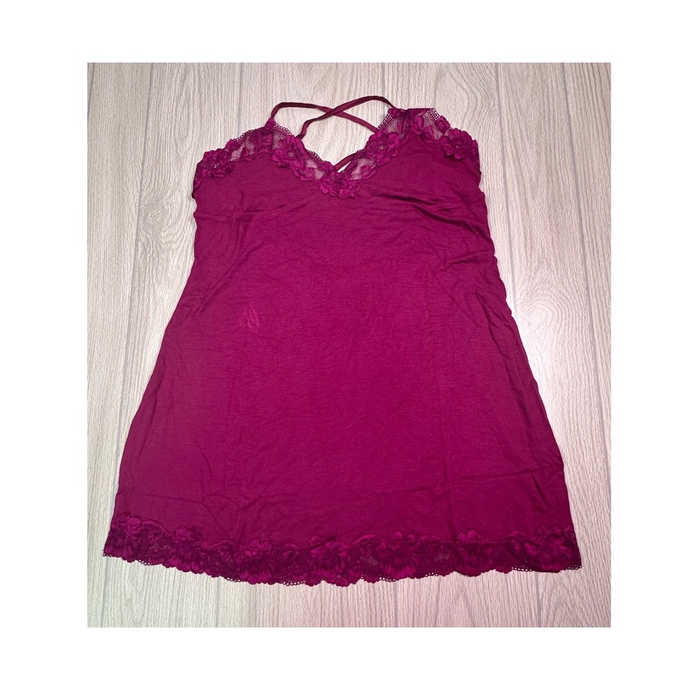 Victorias Secret Lace Trim Slip Dress‎ Berry Purple XL 420040-SDA